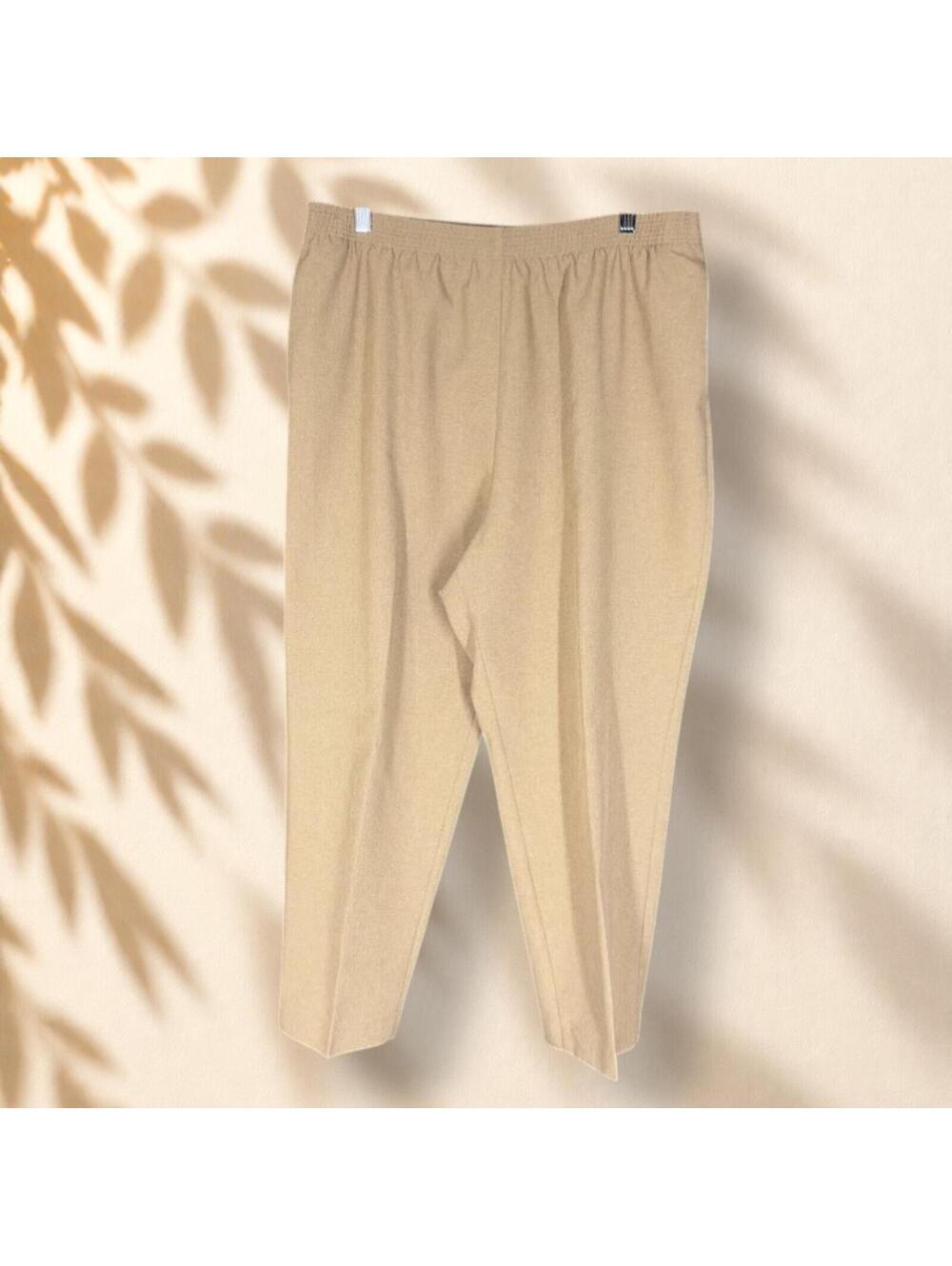 Alia Dress Pants Women PS Petite Beige High Rise Pleated Pull On Elastic Waist